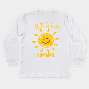 "Radiant Vibes: Happy Summer Art" Kids Long Sleeve T-Shirt